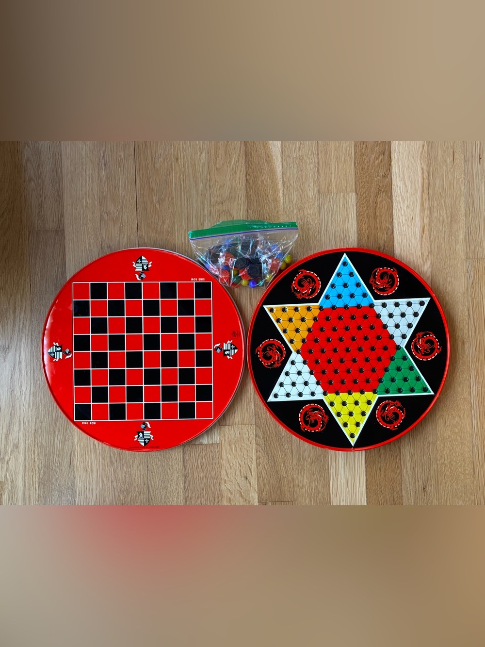 Chinese Checkers Ohio Art Red Metal‎ storage container game board vintage